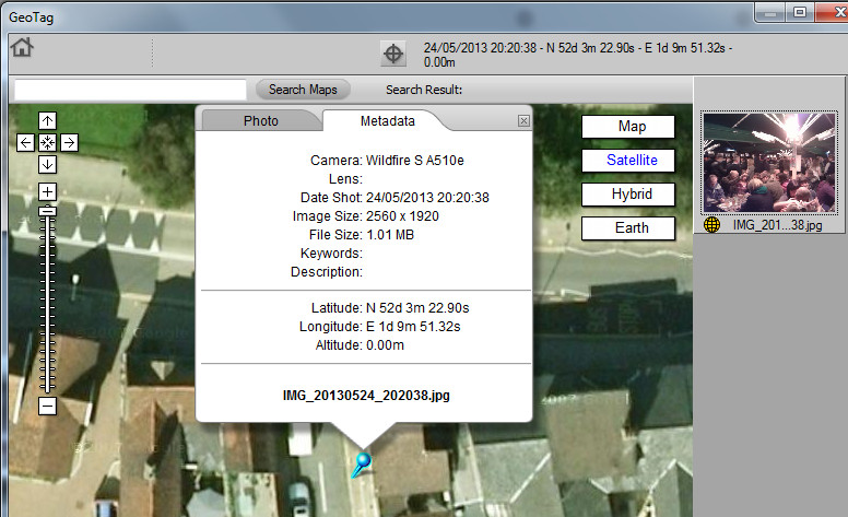 Nikon ViewNX locates Dove St Inn