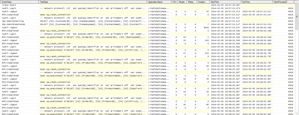 SQL Profile of LINQ Retrieval