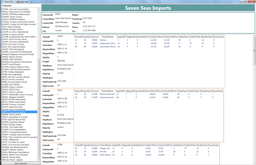 SQL to XML Example App